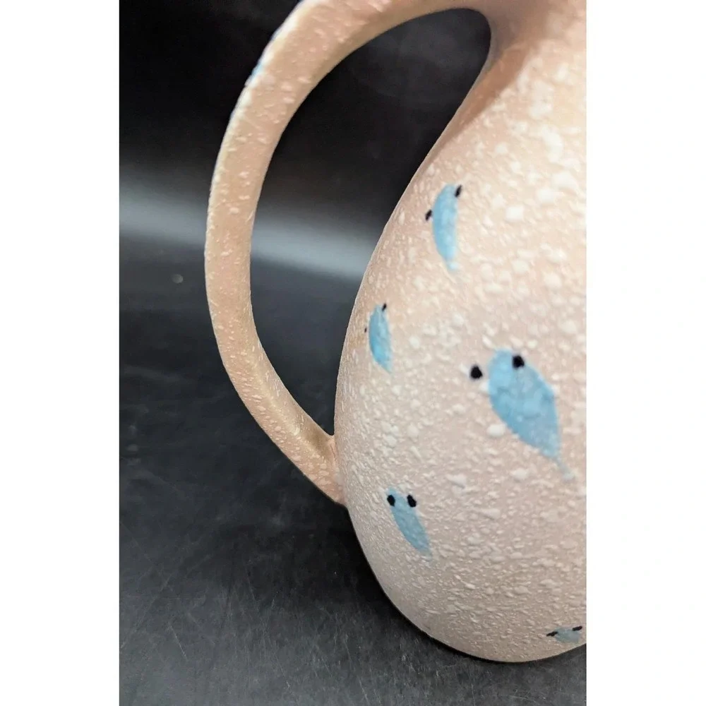 Vintage Mid Century Pink Lava Glaze Pitcher W/ Handle MCM 8.5